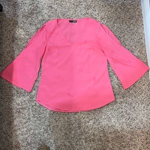 Coral 3/4 Sleeve Cold-Shoulder Blouse